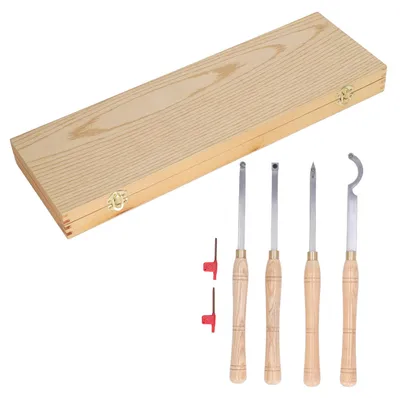 Produktbild von 4-teiliges Drehwerkzeug-Set, abnehmbarer Holzgriff, prägnanter hartlegierter Stahl für die Holzbearbeitung