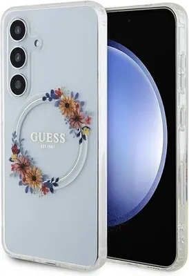 Produktbild von Guess Iml Blumen Kranz Magsafe Hülle Für Samsung Galaxy S24 - Transparent