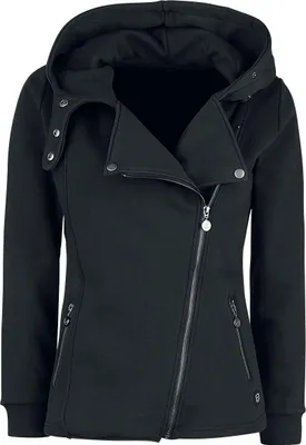 Produktbild von RED by EMP Damen schwarze Sweat Kapuzenjacke im Biker Style L