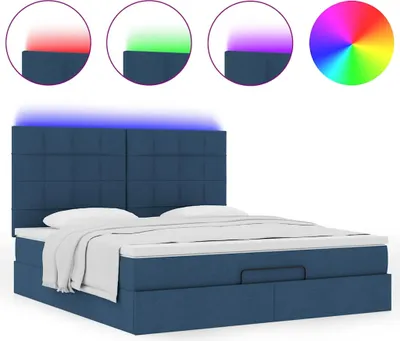 Produktbild von Ottoman-Bett mit Matratze & LEDs Blau 180x200 cm Stoff