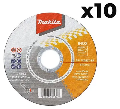 Image de Lot de 10 disques à tronçonner MAKITA D-18764-10 115 mm