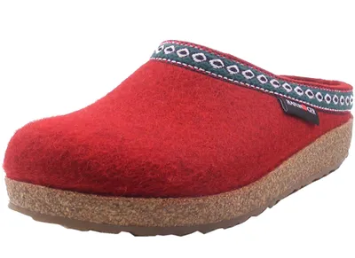 Produktbild von Haflinger Damen Hausschuh Herren Pantoffel Schurwolle Grizzly Franzl 711001, Größe:42 EU, Farbe:Rot