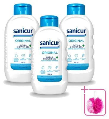Image de 3 flacons de gel douche et bain Sanicur Original - 300 ml chacun - Pack économique - 3 pièces