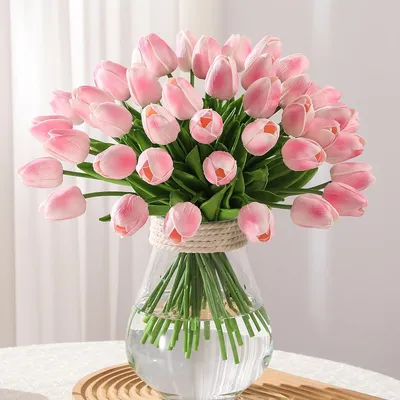 Imagen del producto de Tulipanes de látex para decoración, 10 unidades, color rosa