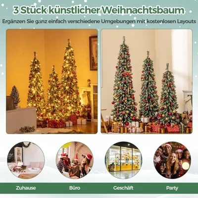 Produktbild von 3er Set Bleistift Weihnachtsbaum Künstlich 120+150+180 cm Christbaum für Zuhause Büro