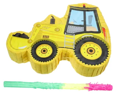 Produktbild von Bagger-Piñata mit bunter Baustellendekoration für Kindergeburtstage