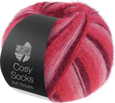 Produktbild von Lana Grossa Meilenweit 100 g COSY SOCKS Soft Stripes 400 m Flauschige Merino-Sockenwolle Farbe 105 - Bordeaux/Rosa/Himbeer/Pink