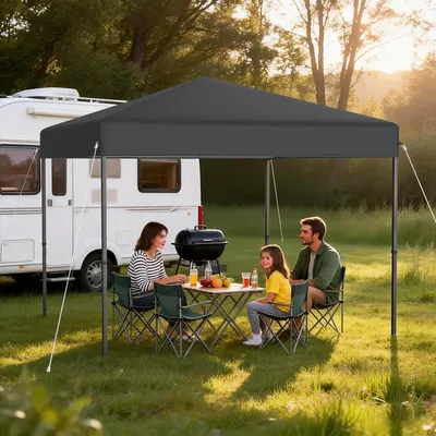 Produktbild von Faltpavillon 3x3m Anthrazit Wasserdicht Höhenverstellbar Pop Up Partyzelt