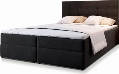 Produktbild von Masseno Boxspringbett GLOS 180x200 cm Komplett-Set mit Bonell Matratze und Topper, Polsterbett mit Bettkästen -Schwarz, COSMIC 100