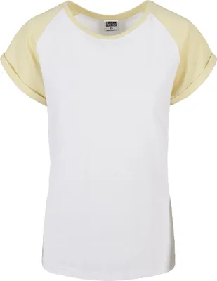 Image de Dámské tričko Urban Classics Ladies Contrast Raglan Tee white/softyellow - 3XL