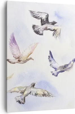 Produktbild von Bild auf Leinwand - Leinwandbild - Einteilig - Vögel Aquarell Wildheit Fliegen - 70x100cm - Wand Bild - Wandbilder - Leinwanddruck - Wanddekoration - Leinwand bilder - Wandbild - PA70x100-3066