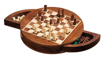Produktbild von Philos 2729 - Schachset, Schach-Kassette rund, Holz, Königshöhe 33mm, Feld 19mm