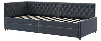 Zdjęcie produktu dla Łóżko jednoosobowe 90 x 200 cm - Sofabed z możliwością rozłożenia - 2 pojedyncze łóżka - Stelaż z listew - Z miejscem do przechowywania - Szary aksamit