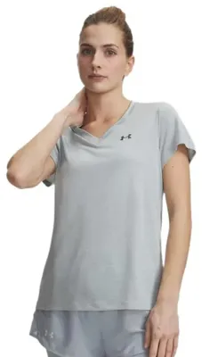 Produktbild von Under Armour Tech Twist V-neck Kurzarm-t-shirt Grau L Frau Grau L