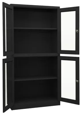 Produktbild von vidaXL Büroschrank Anthrazit 90x40x180 cm Stahl und Hartglas