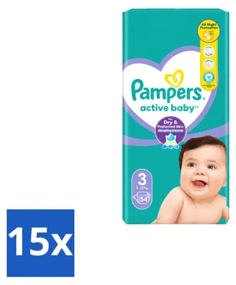 Produktbild von 15 x Pampers Active Baby Windeln Größe 3, 6-10 kg - Vorteilspackung - 15 Stücke