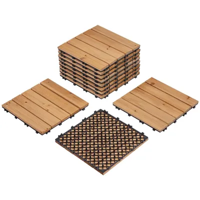 Produktbild von Yaheetech 30x30cm Holzfliesen 11er Set, 1m² Terrassenfliesen Balkonfliesen, Klicksystem, wetterfest, Holzfarbe