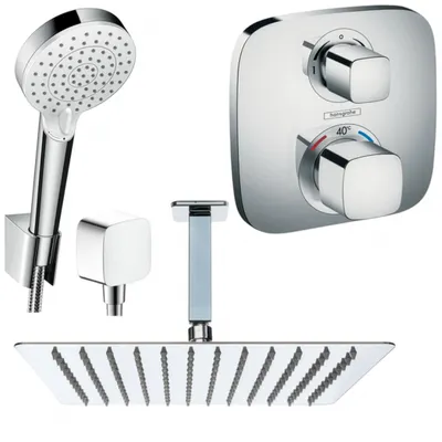Produktbild von Hansgrohe und Jowi Unterputz Duschsystem Ecostat E Thermostat, Unterputz Duscharmatur mit Kopfbrause, OHNE iBox, Deckenanschluss