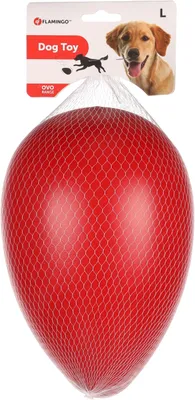 Immagine prodotto di Fenicottero giocattolo per cani uovo in plastica rosso, taglia: L