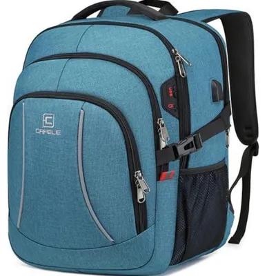 Image de Sac à dos pour ordinateur portable, avec port USB, protection RFID, anti-vol, résistant à l'eau, pour écran de 17,3 pouces, couleur noire