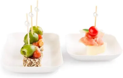 Produktbild von Teller aus Zuckerrohr in Weiß 80x80xH15mm,  Einweg Kuchenteller Dessertteller Snackteller Einwegteller, 40 Stück