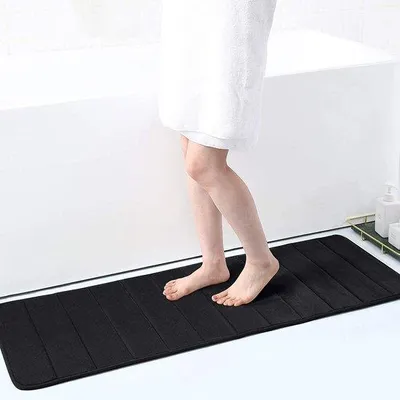Image de Tapis antidérapant noir, 40 x 120 cm, lavable, absorbant