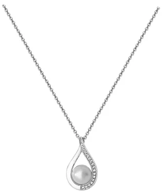Productafbeelding van Halsketting voor dames, verguld met rhodium, fijn zilver 925 met zirconiumoxide, zoetwaterparel - 46cm * 11mm; TRS23141