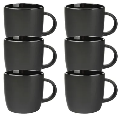 Produktbild von Schramm® Kaffeetassen Set schwarz aus Porzellan wählbar 6 oder 12 Stück 250 ml Kaffeebecherset Kaffeebecher Keramik Tasse mit Henkel 6er oder 12er Set, Anzahl:6 Stück