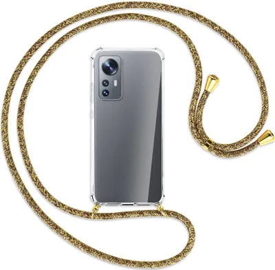 Produktbild von Handykette Backcover-Schutzhülle mit Band (Metall goldfarben) für Xiaomi 12 - braun+beige
