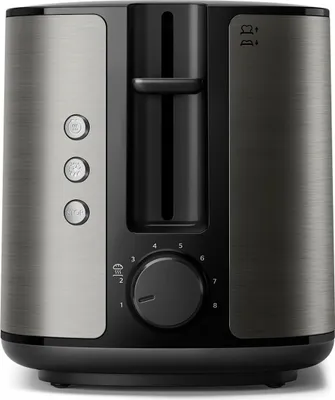 A front view of a Philips toaster.