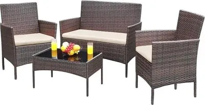 Produktbild von Famanu Lounge Set 4-teilig - Gartenmöbelset mit Tisch und Bank
