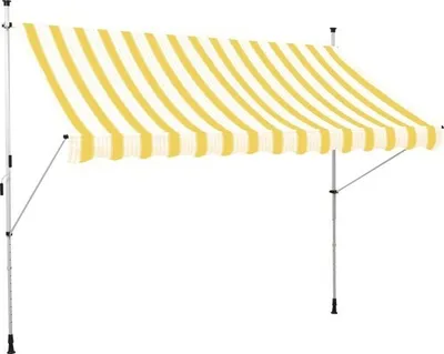 Produktbild von Klemmmarkise (Balkonmarkise) 2,5x1,5 Stoff gestreift gelb/weiß Gestell RAL 9003 signalweiß (Bausatz)
