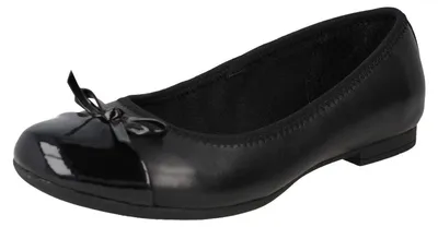 Immagine prodotto di Clarks, scarpette da bambina modello Scala Bloom Y, ballerine chiuse, in pelle nera, taglia 36 EU