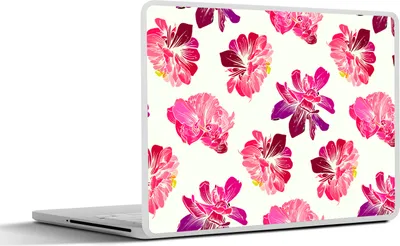 Produktbild von MuchoWow® Laptop Aufkleber Sticker Cover Blumen - Rosa - Muster 30x21 cm - Sticker für Laptop - Selbstklebend
