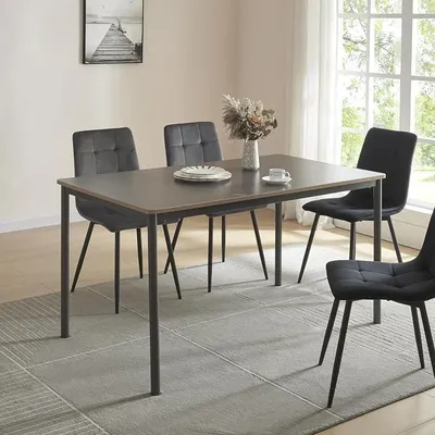 Obrázek produktu pro Jídelní stůl Lindesberg pro 6 osob, rozměry 140 x 80 cm. Obdélníkový jídelní stůl, kuchyňský stůl, ocelové nohy, šedá barva