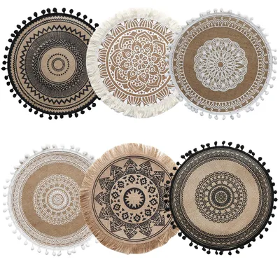 Immagine prodotto di Set di 6 sottopiatti rotondi intrecciati in stile Boho per la tavola