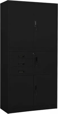 Zdjęcie produktu dla Szafa biurowa, czarna, 90x40x180 cm, stalowa. Szafa biurowa, szafa na dokumenty, meble biurowe, metalowa szafa, szafa stalowa, szafa magazynowa, uniwersalna szafa. Szafa / 336415