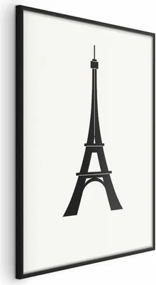 Produktbild von Posterpapier Poster - Eiffel Tower Simple Black-and-White Graphic 40x60 cm Abstrakt d-C-10023-ao-a