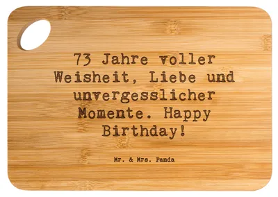 Produktbild von Mr. & Mrs. Panda Brett Spruch 73. Geburtstag - Transparent - Geschenk, Küchenbrett, Familie, Happy Birthday, Frühstücksbrett, Alter, Schneidebrett, Holzbrett, Hackbrett