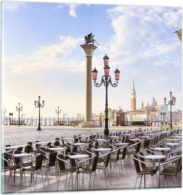 Produktbild von Bilder auf glas - Architektur Stadt Venedig - 30x30cm - Glasbilder - Wandbilder - Kunstdruck - zum Aufhängen bereit - Wanddekoration aus Glas - Glas Bilder - Wandbild auf Glas - GAC30x30-2553