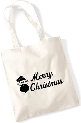 Produktbild von Huuraa Jutebeutel Ho Ho Ho Santa Merry Christmas 10 Liter Natural Baumwolle Tasche Geschenkidee