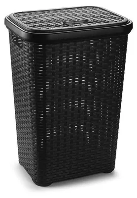 Produktbild von PlasticForte Waschekorb - 60 l - schwarz - Kunststoff - 35 x 43 x 62 cm