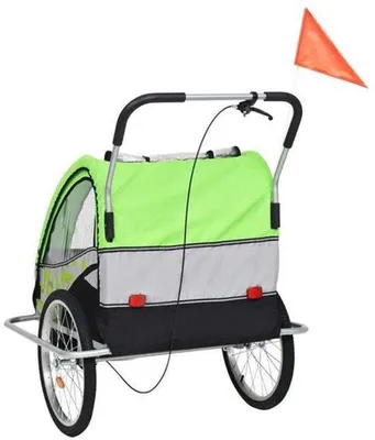 Imagen del producto de Cochecito de tres ruedas 2 en 1 para niños pequeños, en color verde y beige
