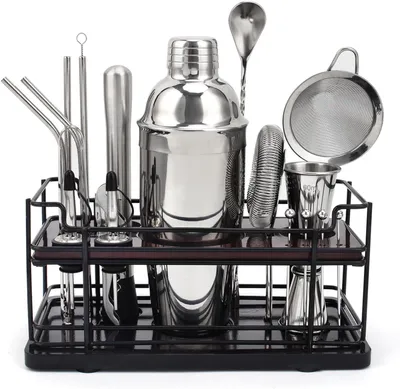 Produktbild von Cocktail-Shaker-Set mit Standardausstattung - Set mit 20 Teilen - 750 ml Edelstahl-Cocktail-Set für den Heimgebrauch