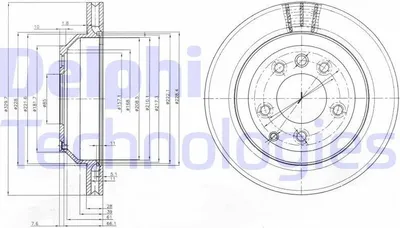 Produktbild von 2x DELPHI Bremsscheibe BG3775C für VW Touareg (7LA 7L6 7L7) Touareg (7P5 7P6)