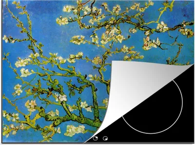 Produktbild von KitchenYeah© Herdabdeckplatte Mandelblüte - Vincent van Gogh , 58x51cm, Küche Deko, Glaskeramikkochfeld Herdabdeckung, Abdeckplatte fùr Kochfeld