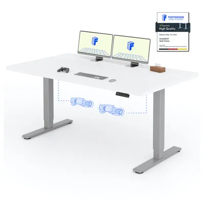 Produktbild von FLEXISPOT Elektrisch höhenverstellbarer Schreibtisch 160x80cm 100KG Tragkraft, Doppelmotor, 4 Memory Funktion, 25mm Einteilige Tischplatte (Weiß)