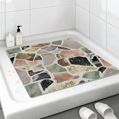 Productafbeelding van Antislip douchemat, 80x80 cm, PVC, met afvoergat, geschikt voor natte ruimtes
