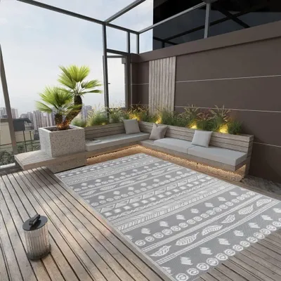 Produktbild von Grauer Outdoor-Teppich aus PP, 190 x 290 cm, für Heim und Garten