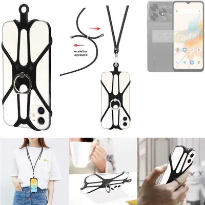 Produktbild von K-S-Trade 3in1 Handykette Handyband Handykordel Halsband Smartphone-Ring Handy-Ring kompatibel mit UMIDIGI G9 5G Fingerhalterung Handyring